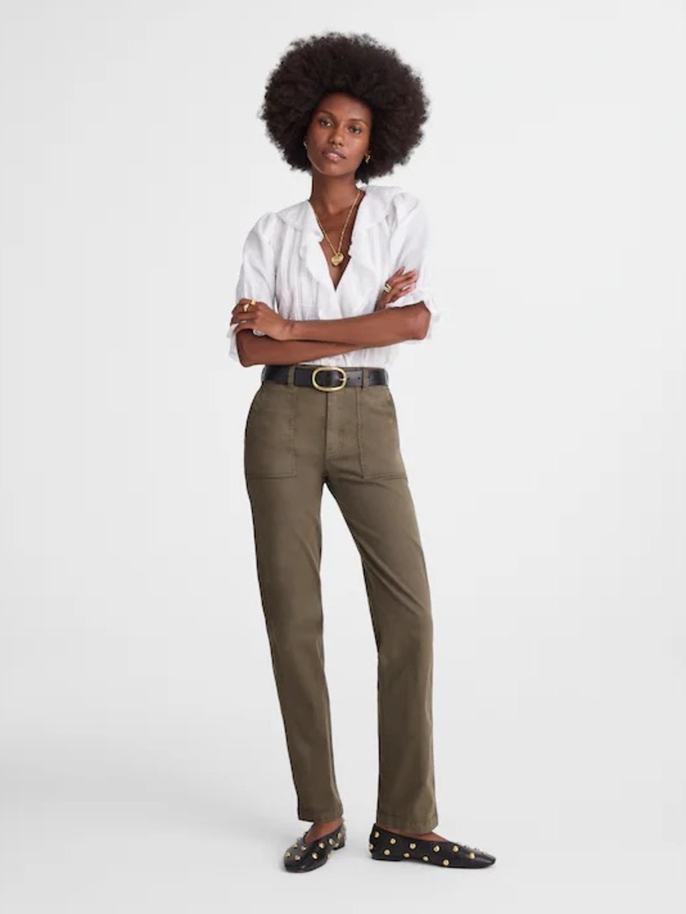Madewell Utility Straight-Leg Pants Faded Olive Green NWT $128 Size 28 (US 6)